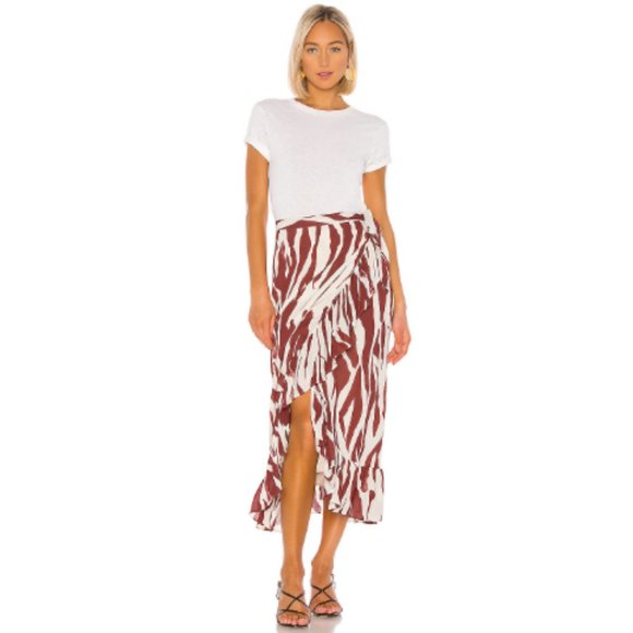 ANINE BING 'Lucky' Zebra Print Ruffled Wrap Skirt L NWT - Picture 5 of 15